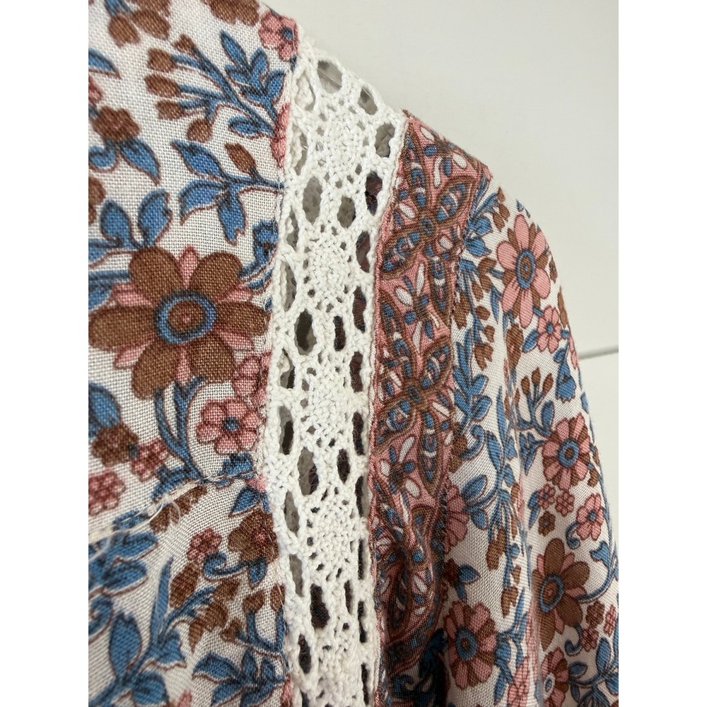 Raga Tunic Dress Women Small Floral Crochet Lace Tassel Boho Mini - Picture 9 of 11